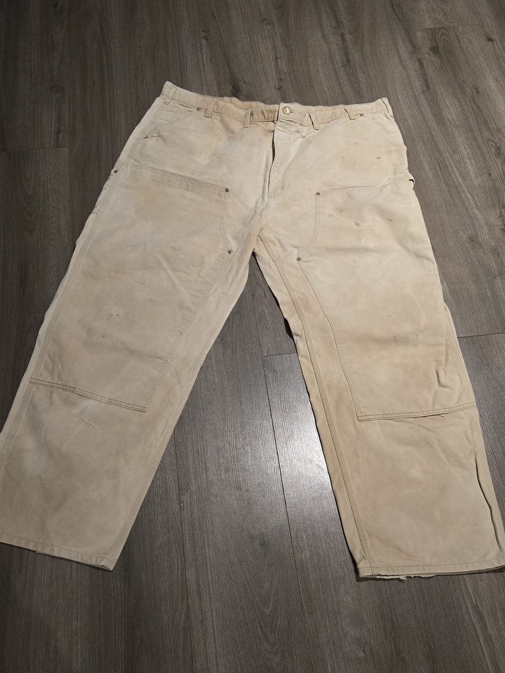 Vtg Carhartt B01 Double Knee Pants 50 (48)x30 Canvas Faded Distressed Workwear